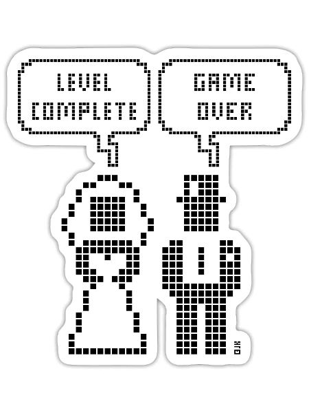 Level Complete – Game Over (Stag Party / Pixel W) - Sticker - white matte - Front