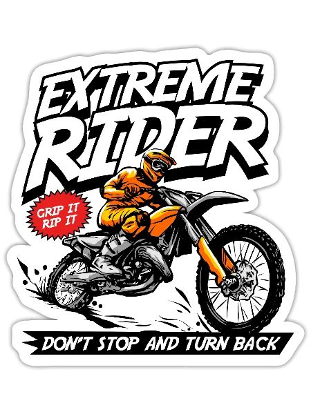 Extreme Rider Off-Road Motorcycle Design - Sticker - white matte - Front