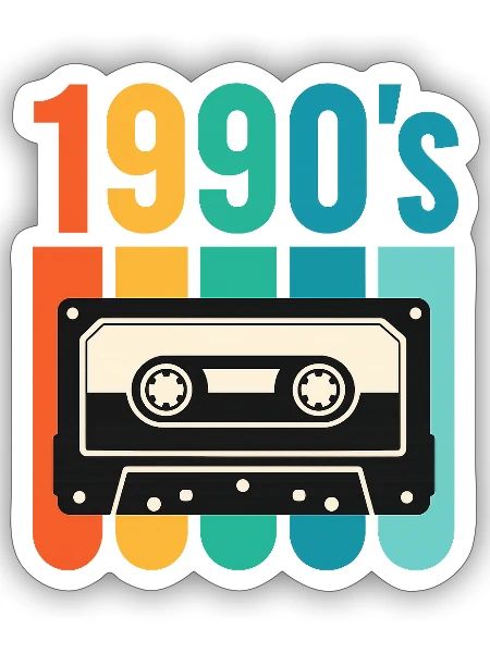 1990s Rainbow Cassette Retro - Sticker - white matte - Front