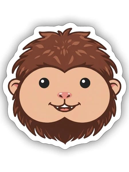 Cute Brown Hedgehog Face - Sticker - white matte - Front