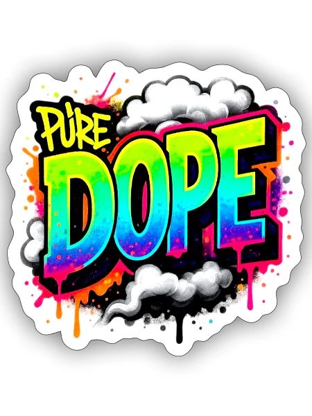 Pure Dope Neon Graffiti Splash - Sticker - white matte - Front