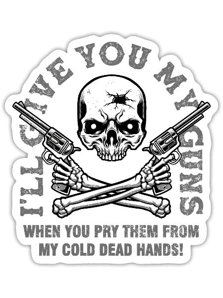 Skull Revolver - Sticker - white matte - Front