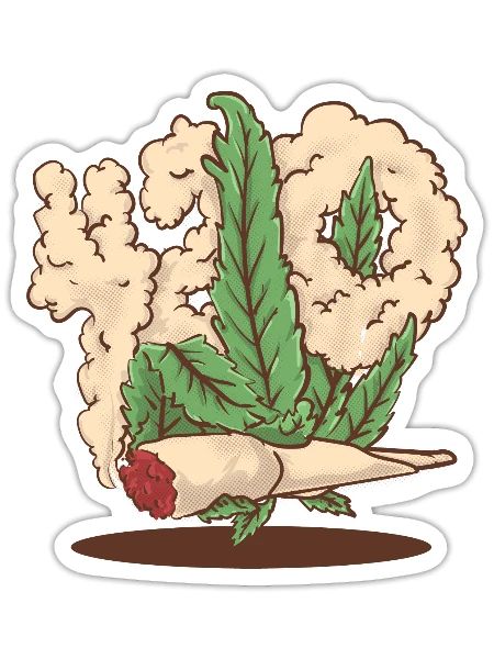 420 hemp hand holding a cannabis joint cartoon - Sticker - white matte - Front