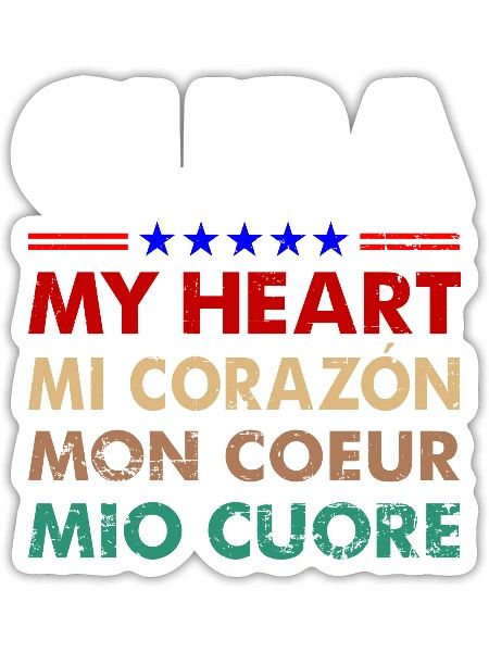 Cuba Strong My Heart Mi Corazon Coeur Mio Cuore - Sticker - white matte - Front