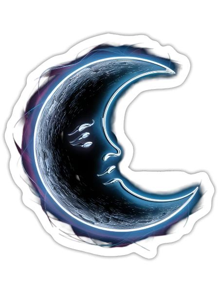 Lune au néon - Sticker - blanc mat - Devant