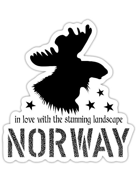 Norge Norway elk moose - Sticker - white matte - Front