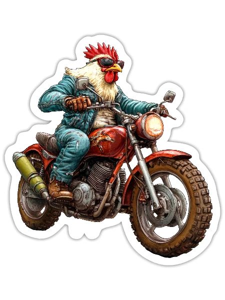 Chicken motorcycle - Sticker - white matte - Front