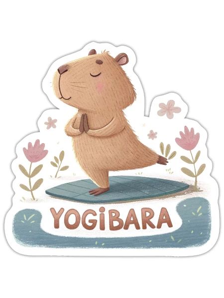 Capybara Yogi - Sticker - white matte - Front