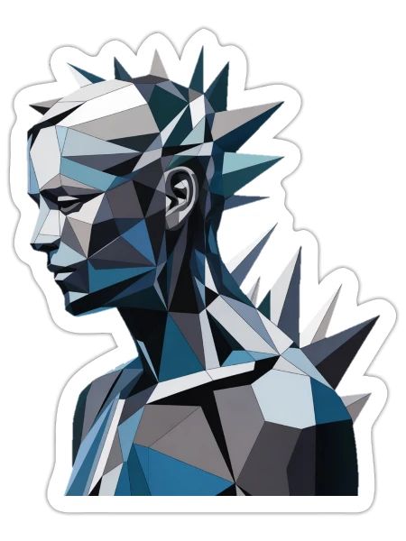 Geometric Spike Bust - Sticker - white matte - Front