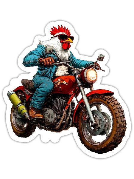 Motorcycle chickens - Sticker - white matte - Front