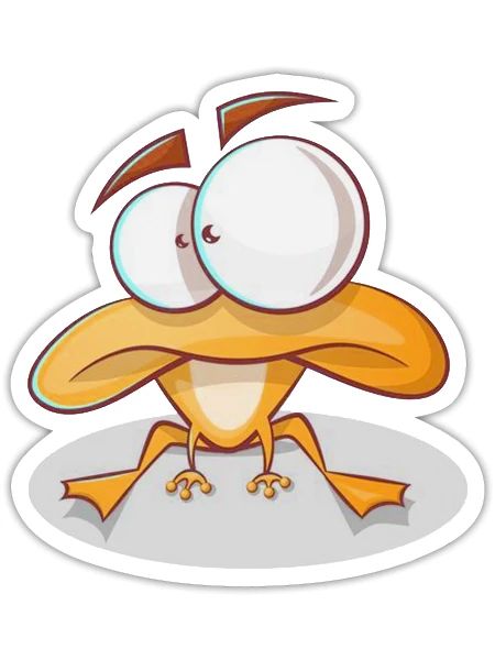 Funny Crazy Frog Googly Eyes Cartoon Vector - Sticker - white matte - Front
