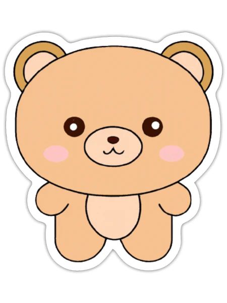Cute Teddy Bear - Sticker - white matte - Front