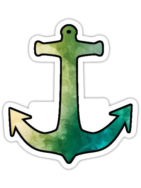 Anchor green watercolor - Sticker - white matte - Front