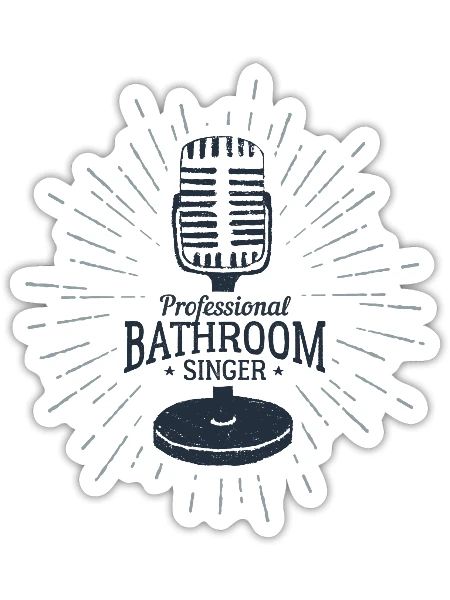 Microphone Music Hobby Professional Bathroom - Sticker - white matte - Front