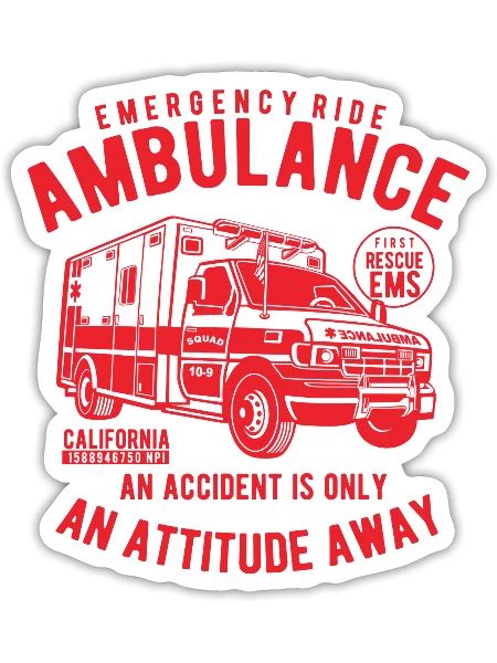 Ambulance Emergency Ride - Sticker - white matte - Front