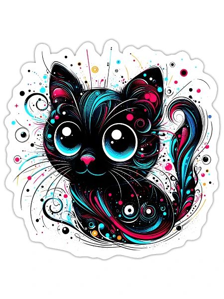 cute black cat 21 Nov - Sticker - white matte - Front