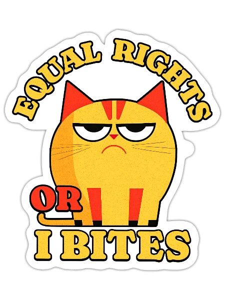 Equal Rights or I Bites Funny Womens Rights - Sticker - white matte - Front