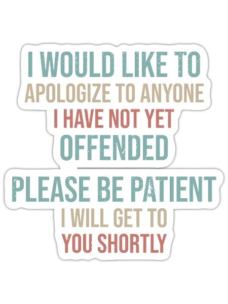 Patience Pending Offense Tee - Sticker - white matte - Front