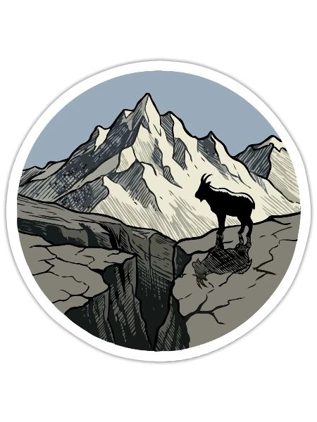 Alps Silhouette Goat - Sticker - white matte - Front