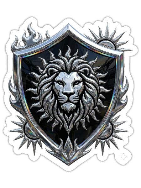 Luminous Lion Shield Crest - Sticker - white matte - Front