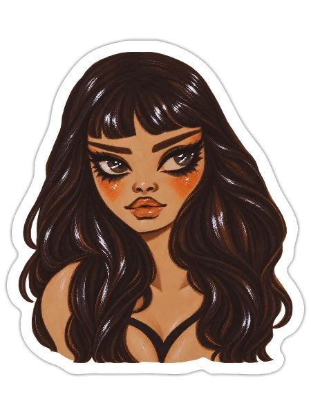 Portrait glamureux de Midnight Rose - Sticker - blanc mat - Devant