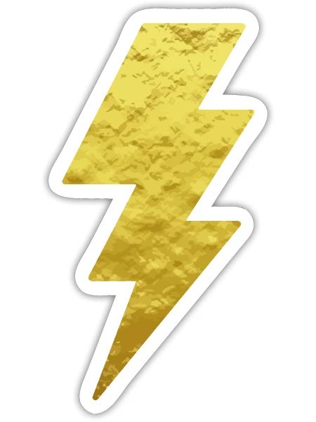 Lightning Bolt Tee Gold Printed Top - Sticker - white matte - Front