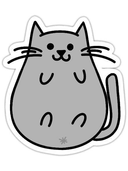 Grey Kitty - Sticker - white matte - Front