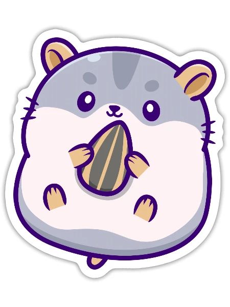 Cute Hamster Eating Sunflower Seed - Sticker - white matte - Front