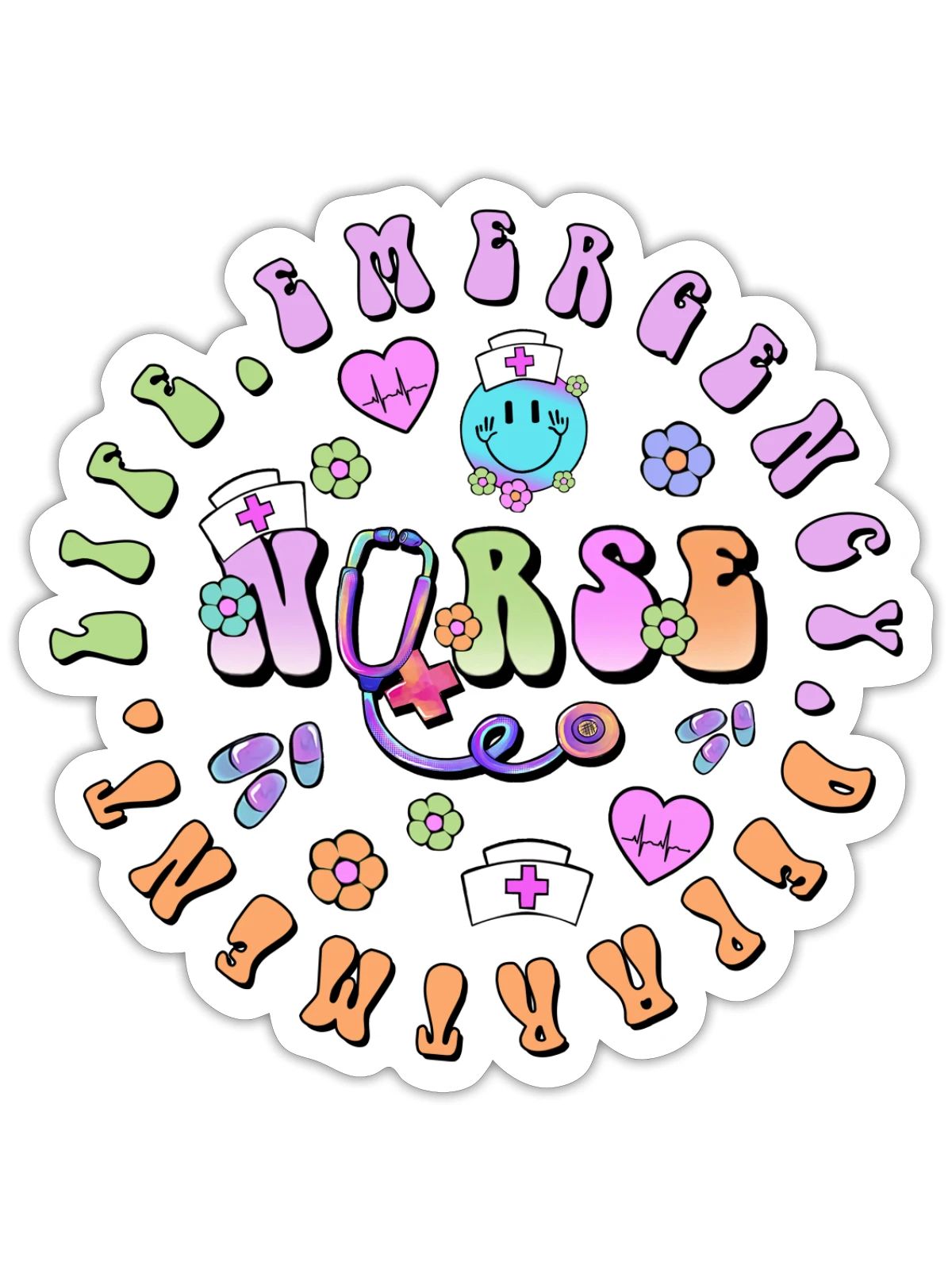 Emergency Nurse circle - Sticker - white matte - Front