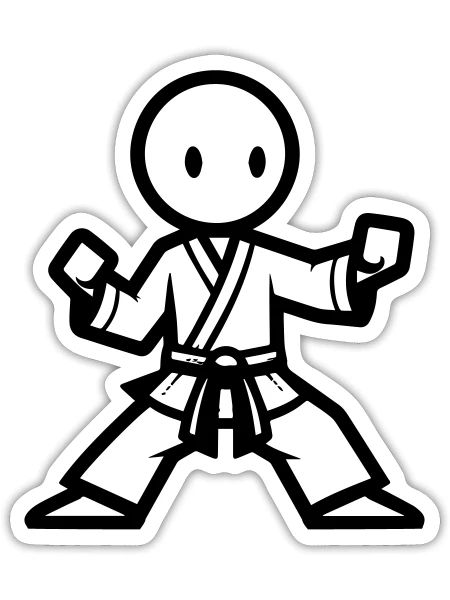 Karate Stick Man - Sticker - white matte - Front