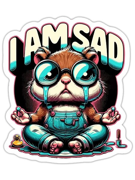 sad hamster - Sticker - white matte - Front