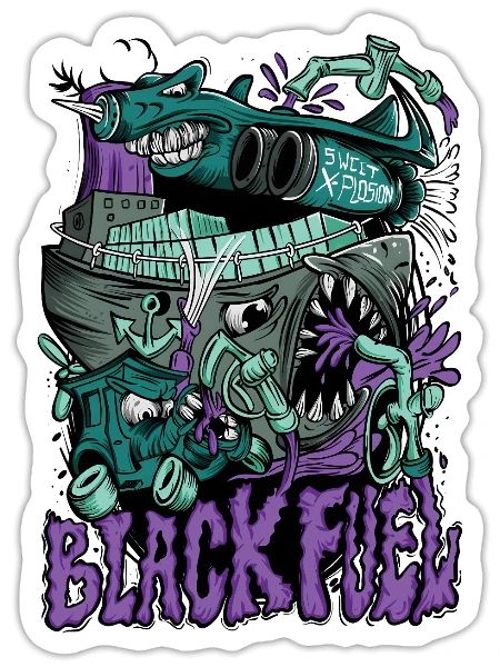 Black Fuel – Toxic Energy Monsters - Sticker - white matte - Front