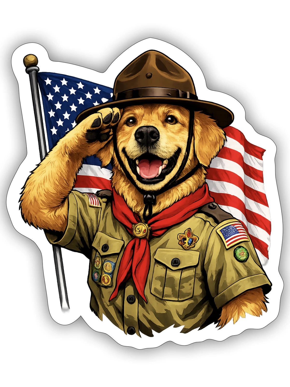 Patriotic Pup Scout Salute - Sticker - white matte - Front
