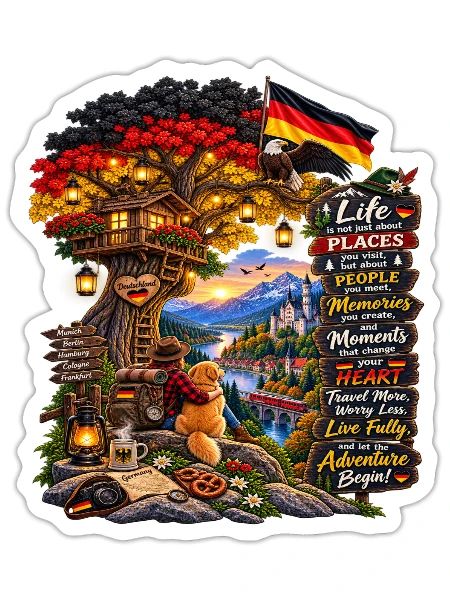 Germany Travel Adventure – Life Is About the Journ - Sticker - white matte - Front