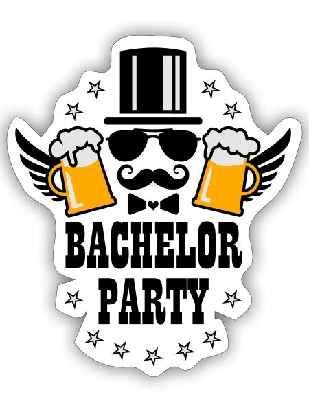 52 Bachelor Party JGA Beer Groom Mustache - Sticker - white matte - Front