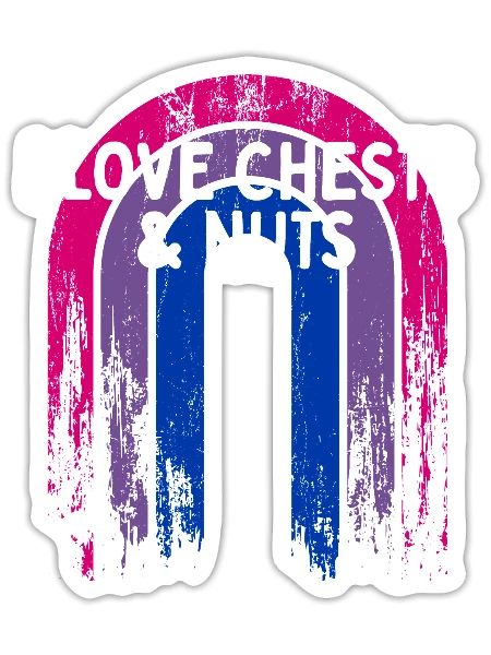 I Love Chests & Nuts Bisexual LGBTQ Bi Pride - Sticker - white matte - Front