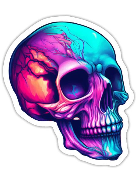Crâne de néon - Sticker - blanc mat - Devant