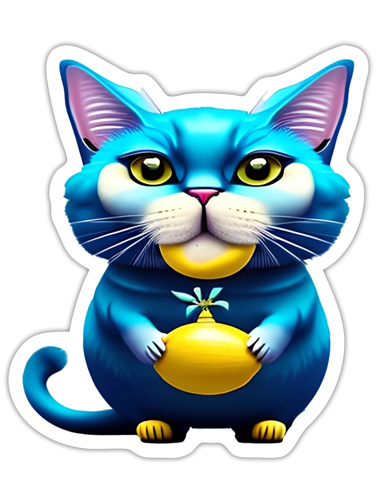 Blue cat - Sticker - white matte - Front