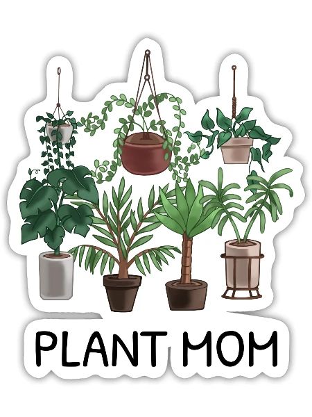 Plant Mom Potted Plant Lover - Sticker - white matte - Front