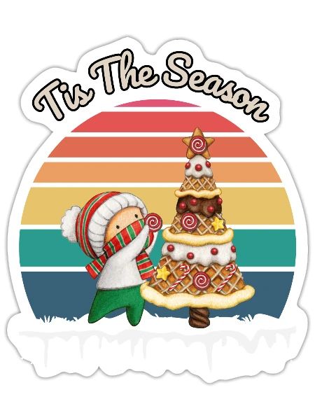 Christmas Tree Cake Tis the season - Sticker - white matte - Front