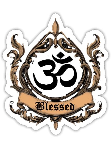 Om Blessed Crest - Sticker - white matte - Front
