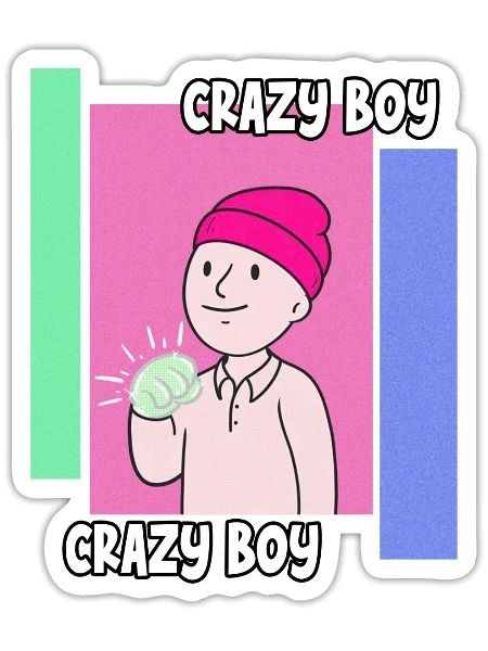 crazy boy adventure - Sticker - white matte - Front