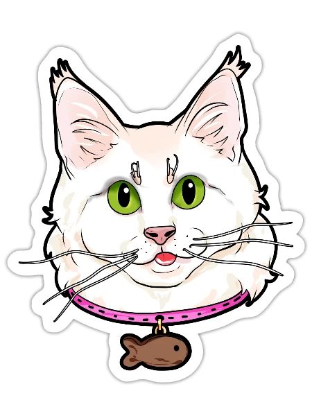Turkish Angora Cat Face Cats Kitty white funny - Sticker - white matte - Front