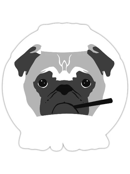 Pug Cannabis Joint Dog Smoking Weed Animal Gift - Sticker - white matte - Front
