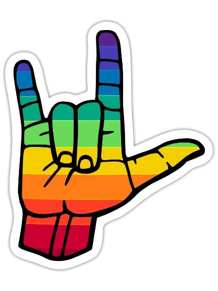 Sign language pride rainbow colors I love you sign - Sticker - white matte - Front