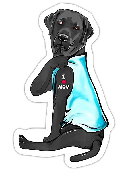 Black Lab Labrador Mom Tattoo Cute Mama Mother - Sticker - white matte - Front