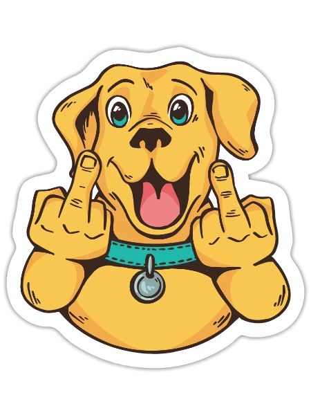 Dog Lover Dogs Middle Finger - Sticker - white matte - Front