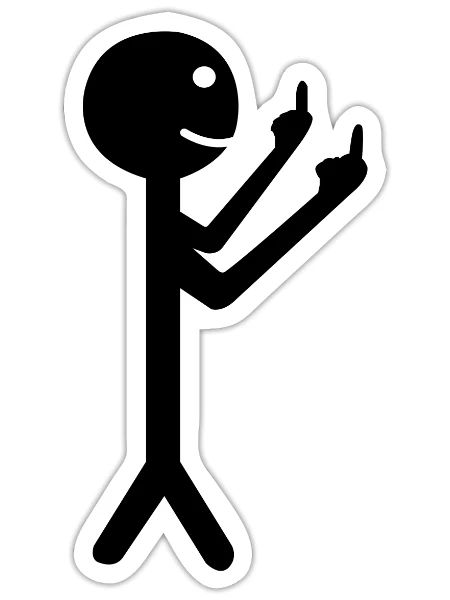 Middle Finger Stink Finger Stick Figurine - Sticker - white matte - Front