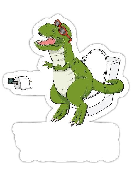 T Rex Hates Toilets - Crap Toilet Paper Bathroom - Sticker - white matte - Front