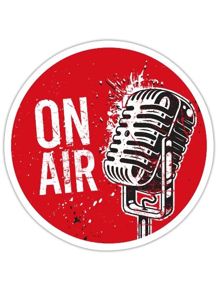 On-Air Radio Podcasting Microphone Podcast Humor - Sticker - white matte - Front